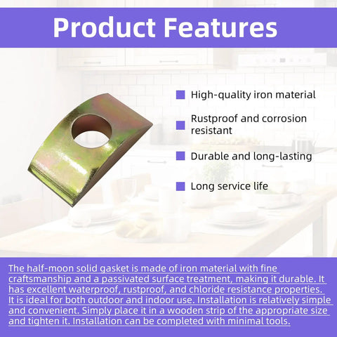40 Piece M8 Half Moon Nut Washers Set with Solid Iron Lock Washer on table, rustproof and durable for indoor and outdoor use