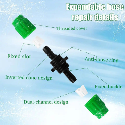 10 Sets Expandable Garden Hose Repair Kit With Dual Channel Connectors For Half Inch And Five Eighth Inch Hoses, Universal Fit