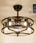 20 Inch Caged Bladeless Ceiling Fan With Light, Low Profile Flush Mount, Remote And App Control, 6 Speeds, Reversible Blades