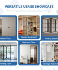Versatile usage showcase for Heavy Hitter Hidden Door Hinges 2 Pack, 6 Inch Concealed Pivot Hardware For Secret Bookcase Entry.