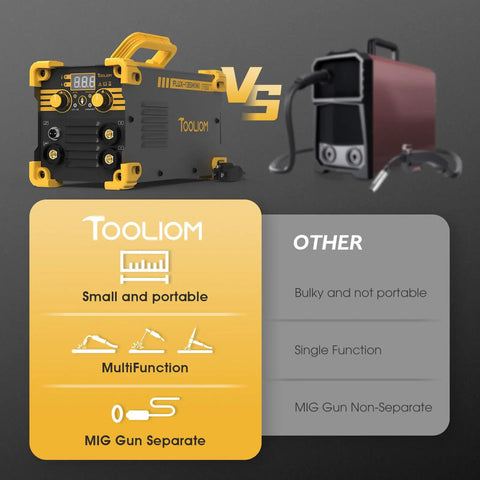3 In 1 Gasless Flux Core MIG Welder 110V With LCD Display Inverter vs bulkier model