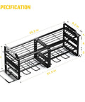 Heavy Duty Wall Mounted Tool Organizer Rack With Six Drill Holders And Four Hangers For Power Tools dimensions diagram