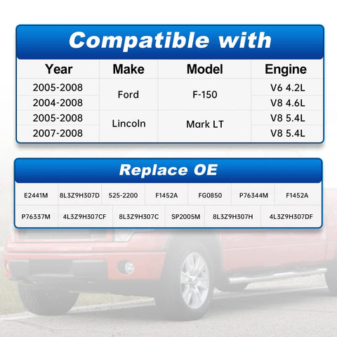 Compatibility chart for Fuel Pump Assembly For Ford F150 2004 2008 4.2L 4.6L 5.4L And Lincoln Mark LT 2007 2008 5.4L