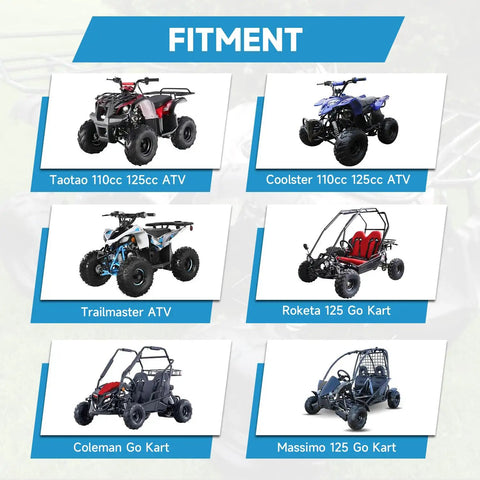 ATV and go-kart models compatible with 16x8-7 ATV Tire Tubeless All-Terrain Replacement For Tao Tao Coolster 110cc 125cc 150cc 200cc