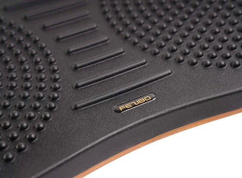 Close-up of All Day Comfort Standing Desk Balance Board Mat For Anti Fatigue Relief At Home And Office Wobble Board in obsidian black