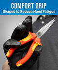 Jonard Tools Fp-600ins Insulated Fuse Puller With Cushion Grip 6 3/4 Inch Length in a gloved hand, showcasing its ergonomic design.