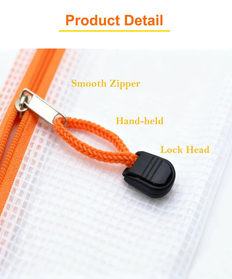 Close-up of Lightweight Zipper Mesh Pouches 24 Pack A6 Clear Storage Bags for Grab And Go Travel Cosmetics Toiletries