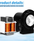 Washer drain pump motor assembly with copper coil stator and white impeller, Kenmore/LG compatible