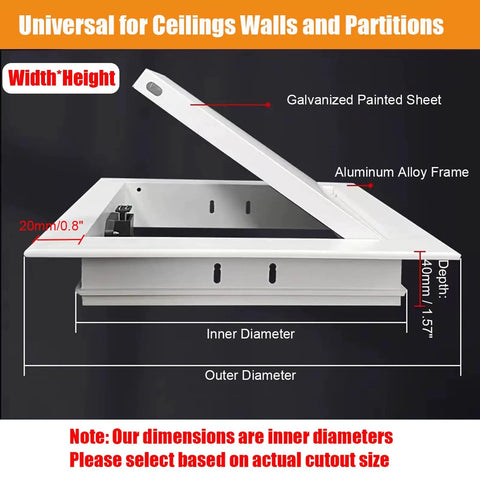 Built Tough Aluminum Access Door For Drywall Panels With Snag Free Flush Mount And Heavy Duty Galvanized Core in 12x14 inches