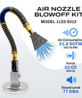 Flat 2 Inch Pro Grade Super Air Nozzle Blowoff Kit With Stay Set Hose And Magnetic Base For Precise Pneumatic Blowoff USA Made