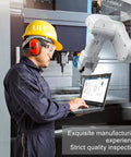 Engineer using precision 6806ZZ ball bearings for robotics and motors in manufacturing setting with robot arm integration.