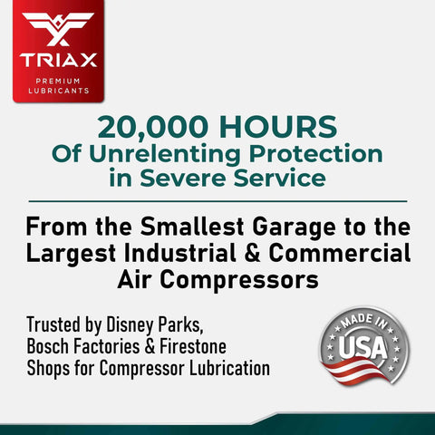 Text highlighting benefits of Full Synthetic ISO 46 Air Compressor Oil For Rotary, Vane, Screw And Reciprocating Gear.