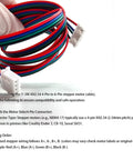 Close-up of three 1.5m XH2.54 4-pin to 6-pin stepper motor cables for 3D printers (Nema 17)