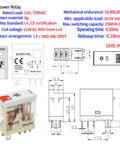 Six Pack 12 Amp 110V Electromagnetic Relay with Handy Test Switch LED Indicator, 1NO 1NC SPDT DPDT, technical diagram and specifications