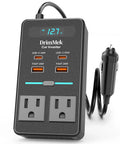 300W Car Power Inverter 12V To 110V DC To AC Converter With Fast Usb Charging Ports compact design with dual USB C ports and AC outlets.