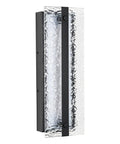 ElilyGiA 16 Inch Modern LED Wall Sconce Vanity Light, Black with ripple glass shade and metal frame design.