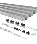 Concealed Sliding Pocket Door Track Kit With 12 Foot Dual Rail System For 48 To 72 Inch Wide Double Doors Two 68 Point 7 Inch Spliced Rails