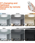 Remote Control Flush Mount LED Ceiling Light 18 Inch Round Fixture With Dimmable Color Changing 3000K To 6500K And 2000K Mood Lighting