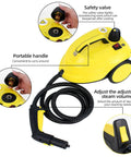 Heavy Duty Rolling Steam Mop With 1800W Beast Mode Power And 2 Liter Tank showing safety valve, portable handle and adjustable steam settings.