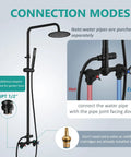 Heavy Duty Outdoor Shower Kit With 8 Inch Rainfall Head And Handheld Sprayer, Exposed Shower System matte black details
