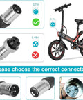 Image showing connector options for 60W Lithium Scooter Battery Charger for LASHOUT Electric Bike and Mobility Chairs.