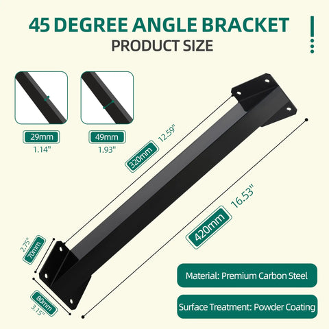 Beefed-Up Heavy Duty 8 Pack 45 Degree Angle Bracket Kit For 4x4 Wood Posts And Beams Carbon Steel With Black Powder Coat Pergola Gazebo Patio Cabin Outdoor Support Brackets
