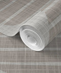 Fresh Geometric Stripe Vinyl Wall Covering With Slick Matte Linen Texture roll showcasing its sleek design for kitchen or bathroom use.