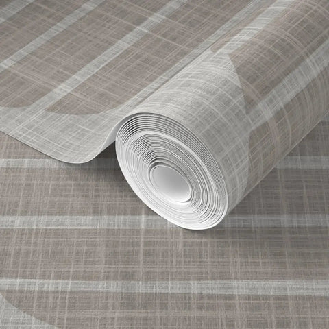 Fresh Geometric Stripe Vinyl Wall Covering With Slick Matte Linen Texture roll showcasing its sleek design for kitchen or bathroom use.