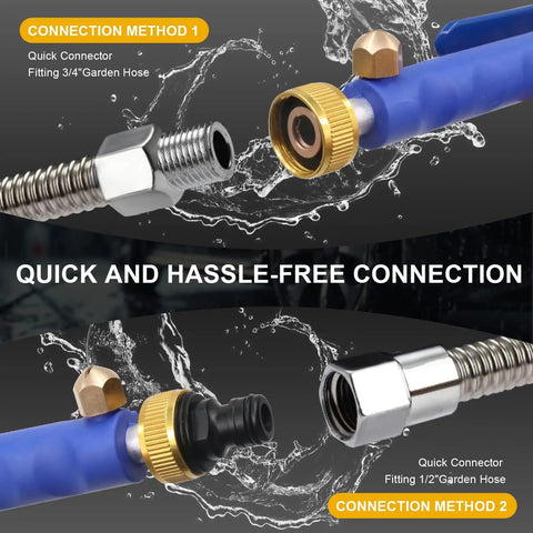 High Pressure Hose Nozzle With Dual Nozzles Power Washer Wand Leak Proof Hose Attachment connectors display