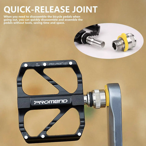 Ultralight 9/16 Inch Bike Pedals With Quick Release And 3 Bearing Design showing quick-release joint mechanism.