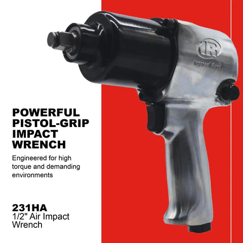 Beefy Half Inch Air Impact Wrench With Pistol Grip Friction Ring Retainer Variable Power 590 Ft-Lb Max Torque Built Tough