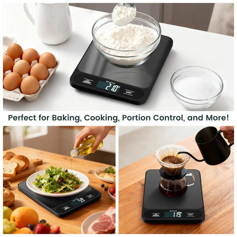 Ultra Thin Food Scale With 22 Pound Capacity And One Gram Precision For Baking And Cooking Six Measurement Units Clear LCD Display