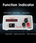 Front view of Continuously Adjustable DC Power Supply 1.5V to 15V Regulated Bench Supply, 2A Max, with LED Display and controls