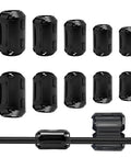 Set Of 20 Ferrite Bead Clip On Cores RFI EMI Filter Noise Suppressor Ring For Cable Clips Fits 3mm 5mm 7mm 9mm 13mm ID Black Go To Data Video Audio And Power Cables In Home Theater And Office