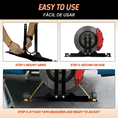 Heavy Duty Wheel Alignment Tool Kit Featuring Dead Nuts Accurate One Piece Toe Plates Plus Integrated Tape Measures For M12 M14 Studs Easy Diy Front End Adjustment To Get Your Ride Dead Center For Cars Trucks Suv Slick Steel Build
