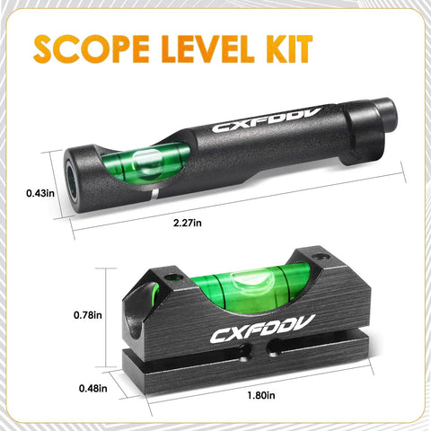 Scope Leveling Kit For Rifles With Magnetic Universal Mount High Precision Bubble Level, aluminum alloy construction with dimensions
