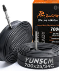 Heavy Duty 700C Bike Inner Tubes 25C To 34C 622 Presta Valve 2 Pack Ultra Durable Puncture Resistant Tubes For Road Hybrid And Gravel Bikes Fits 700x25C To 700x34C Dependable Performance On Every Ride displayed with packaging.