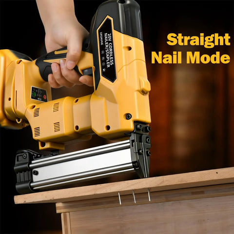 Versatile Two In One Cordless Brad Nailer And Narrow Crown Stapler Compatible With Dewalt 20v Batteries 18 Gauge Electric Nail Gun Kit With 1000 Fasteners A Heavy Duty Hustler Built For Woodworking And Diy Projects