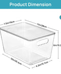 Hella Nifty Clear Stackable Storage Bins With Secure Snap Lids And Comfortable Side Handles And Large 6 Pack Real Deal Option For Kitchen Pantry Closet Fridge Under Sink Bathroom Organization dimensions showing size and design
