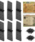 Heavy Duty 270-Degree Adjustable Fold-Flat Gate Hinges for Wooden Fences, Barn Doors, Sheds and Outdoor Gates, 6-pack with screws
