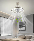 Ceiling Fan Light with 3-Color Integrated Light, 6 Speeds, Low-Noise Motor in modern bedroom setting with sleek design.