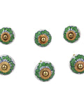 Green And White Ceramic Floral Cabinet Knobs Set Of 6 With Screws Included Stylish Hardware For Dresser Or Kitchen Cabinets Fair Trade Artisan Crafted With National Geographic Story Card.