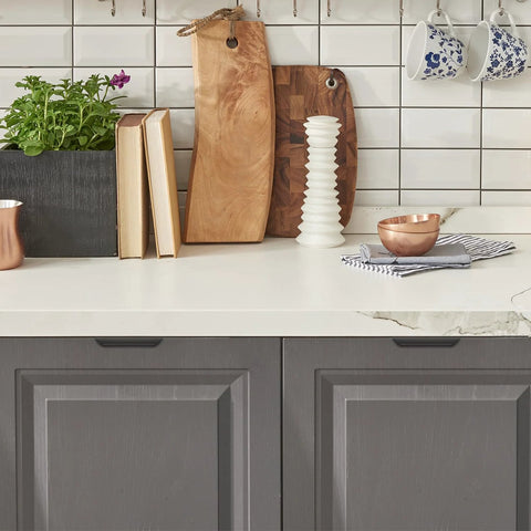 Kitchen with cabinets featuring 10 Pack Finger Edge Pulls For Cabinets With 76mm Hole Center And 102mm Overall Length Matte Black