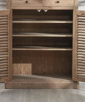 Open wooden cabinet with shelves and visible Four Pack Cabinet Door Magnetic Catches With Strong Magnets For Secure Quiet Closures