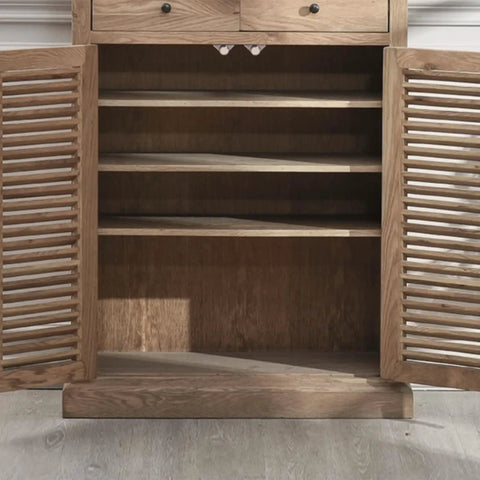 Open wooden cabinet with shelves and visible Four Pack Cabinet Door Magnetic Catches With Strong Magnets For Secure Quiet Closures