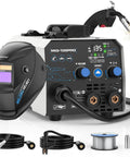 135 Amp Flux Core MIG Welder With Auto Darkening Helmet, 110V Three In One Welder Machine For Gasless MIG, Lift TIG, And Stick Welding