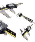 6 Inch Caliper With Absolute AOS Encoder, Ultra Accurate 0.0005 Inch, 0.01 mm Resolution, stainless steel measuring tool multiple angles