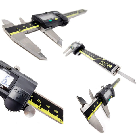 6 Inch Caliper With Absolute AOS Encoder, Ultra Accurate 0.0005 Inch, 0.01 mm Resolution, stainless steel measuring tool multiple angles