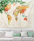 World Map Tapestry For Kids And Students Vintage Colorful Geography Wall Hanging USA Africa Europe Educational Decor For School Classroom Dorm Room 39 By 59 Inches Red Beige Yellow