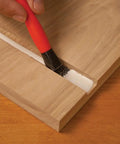 Applying glue on wood joint with Non Stick Wood Glue Brush Silicone Applicator Kit With Comb Squeegee And Tray Reusable Silicone Glue Brushes